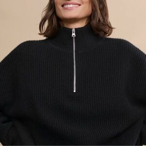 Jenni Kayne | Cashmere Half Zip Black Mock Neck Knit Sweater